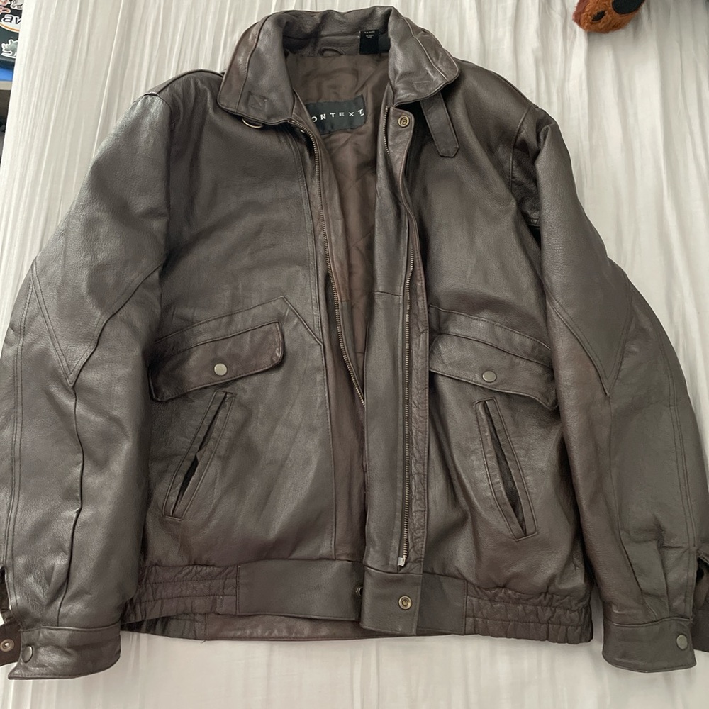 Context Full Grain Leather Bomber Jacket
